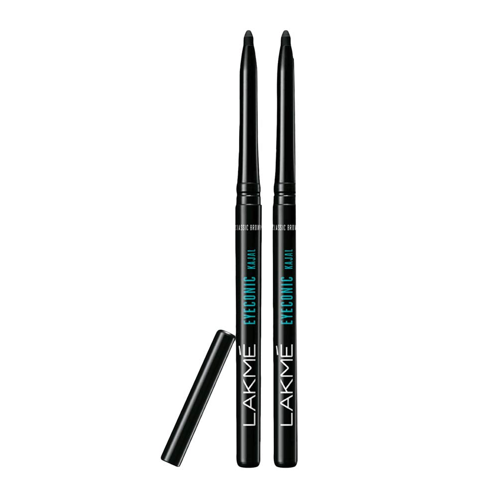 LAKMÉ Lakmã Eyeconic Kajal Pencil Twin Pack, Black, 0.35G With 0.35G, Matte Finish