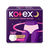 Kotex Overnight Period Panties (Small/Medium size, pack of 4 panties) for heavy flow period protection | with 360 degree anti-leakage design & airy-soft fabric | 1 panty = ~3 regular pads