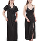 Romaisa Women's Satin Solid Maxi Length Nighty with Robe _Nightwear Set Pack of 2_Free Size