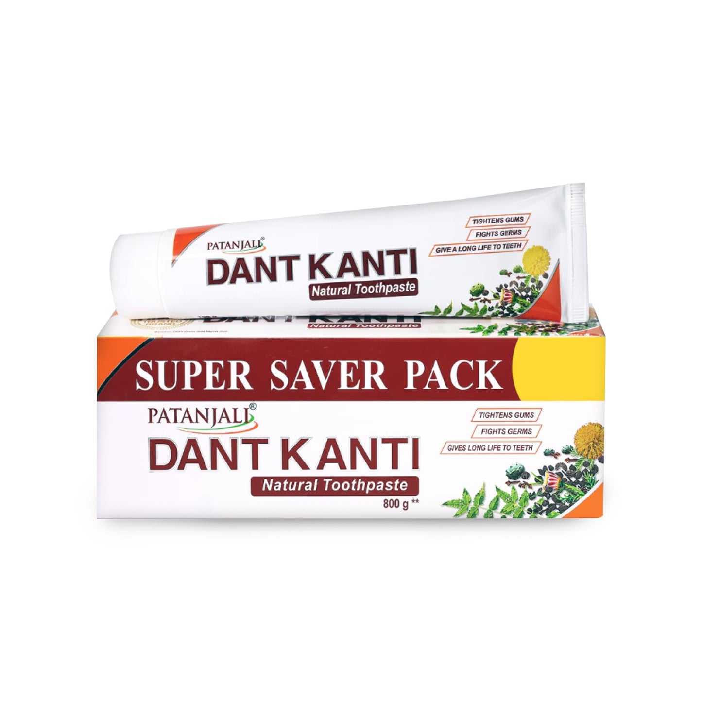Patanjali Dant Kanti Natural Toothpaste 800g (200g X 4), Super Saver Value Pack