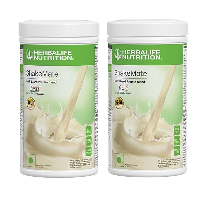 HERBALIFE Shakemate Milk based protein blend powder-500g-2 Pack Plant-Based Protein (1000 g, VANILLA)