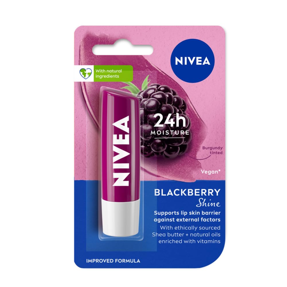 NIVEA Lip Balm, Fruity Berry Shine, 4.8g