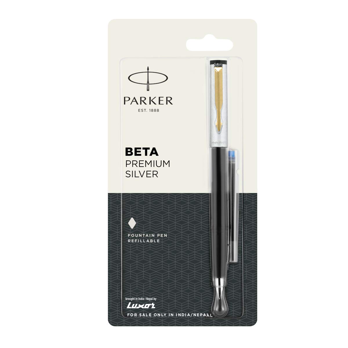 PARKER Beta Premium FP GT Fountain Pen With Ink Cart (Silver)