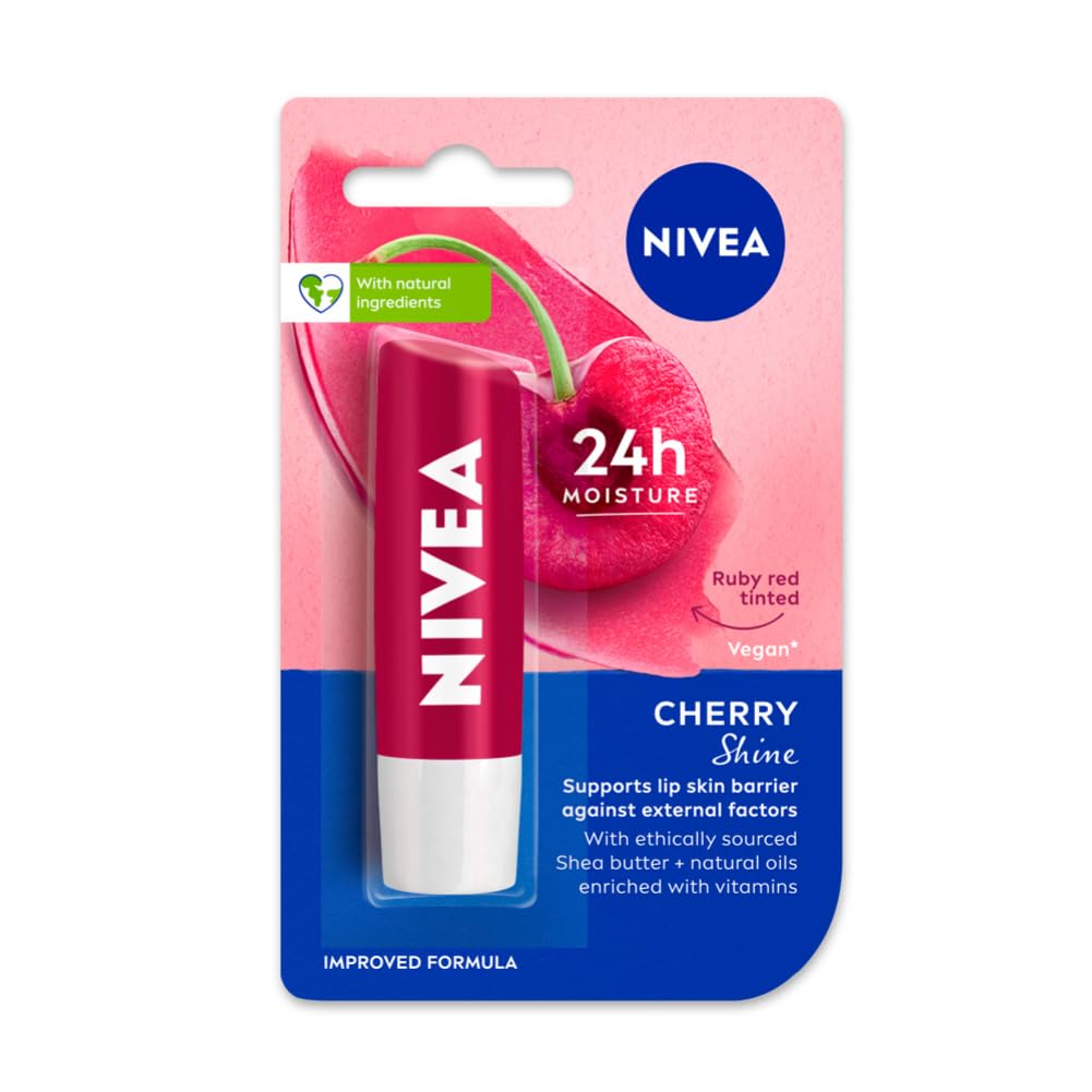 NIVEA Lip Balm, Fruity Berry Shine, 4.8g