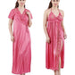 Romaisa Women's Satin Solid Maxi Length Nighty with Robe _Nightwear Set Pack of 2_Free Size