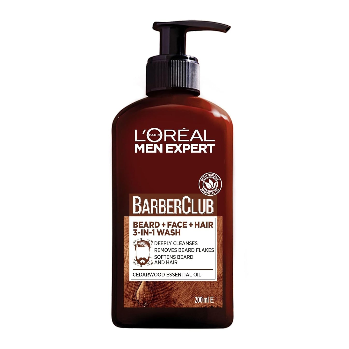 L’Oréal Paris Mass Men Expert Barber Club 3-In-1 Beard, Hair & Face Wash, 200ml