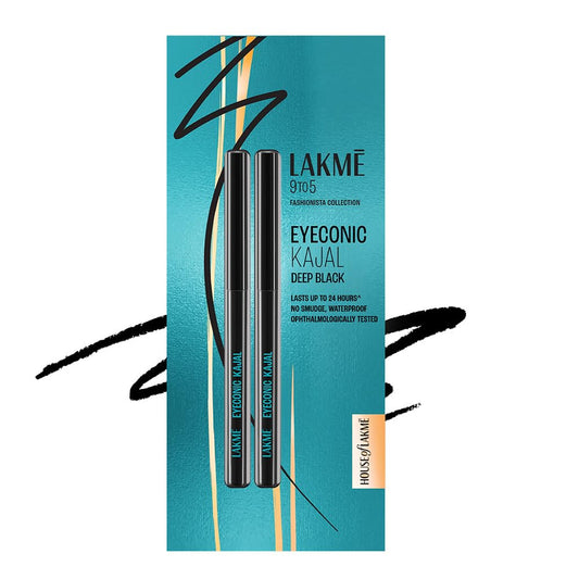 Lakme Eyeconic Kajal Twin Pack, Black, 0.35g with 0.35g