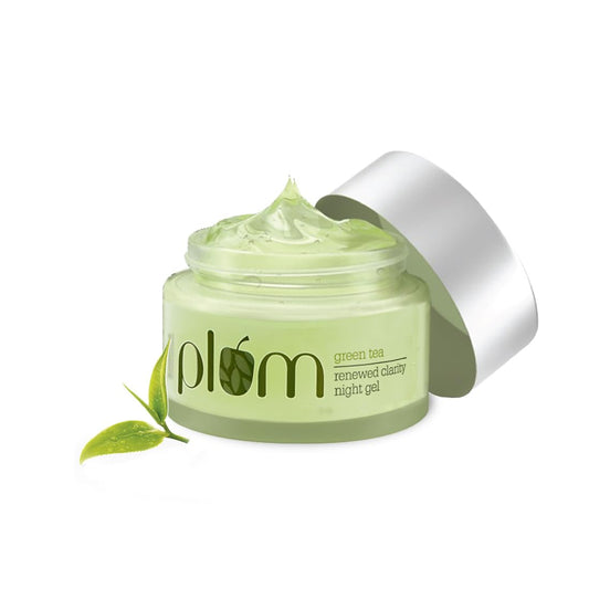 Plum Night Gel Green Tea Renewed Clarity Night Cream | Normal, Oily, Acne-Prone, Combination Skin | Night Cream For Women | 100% Vegan | Paraben Free | 50ml