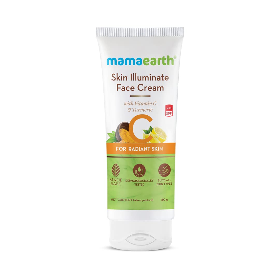 Mamaearth Skin Illuminate Face Cream, for skin brightening, with Vitamin C and Turmeric for Radiant Skin 80 g