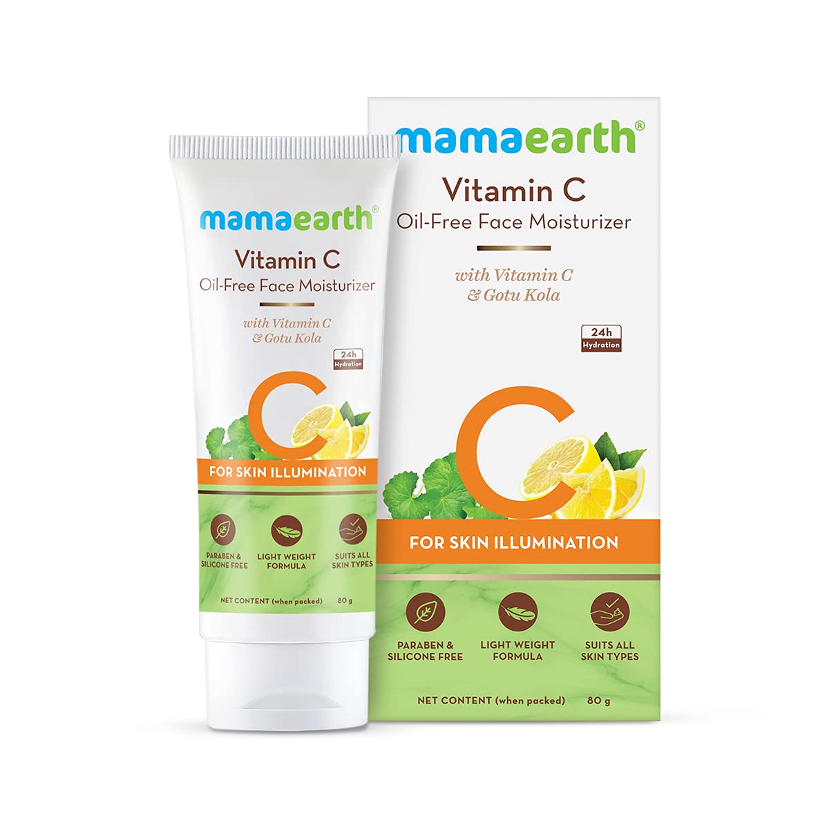 Mamaearth Vitamin C Oil-Free Moisturizer For Face with Vitamin C & Gotu Kola for Skin Illumination – 80 ml