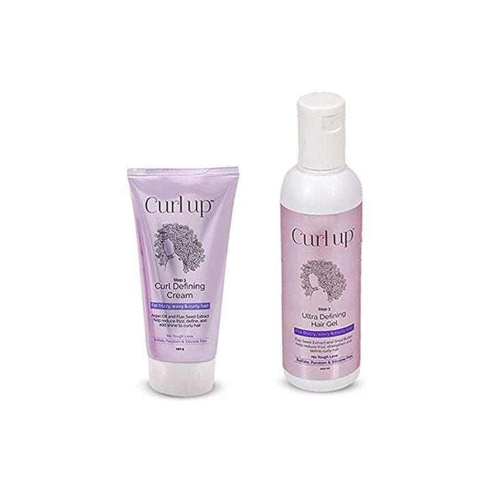 Curl Up Curl Styling Combo with Curl Defining Cream & Ultra Defining Gel - For Dry Frizzy, Wavy and Curly Hair - Sulphate Paraben And Silicone Free (Combo of 2)