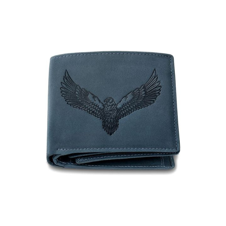 URBAN FOREST Zeus RFID Blocking Leather Wallet for Men, Vintage Blue