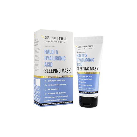 Dr. Sheth's Haldi And Hyaluronic Acid Sleeping Mask Cream With Ceramides & Vitamin E For Even Tone, Acne, Dullness & Hydration, 30g