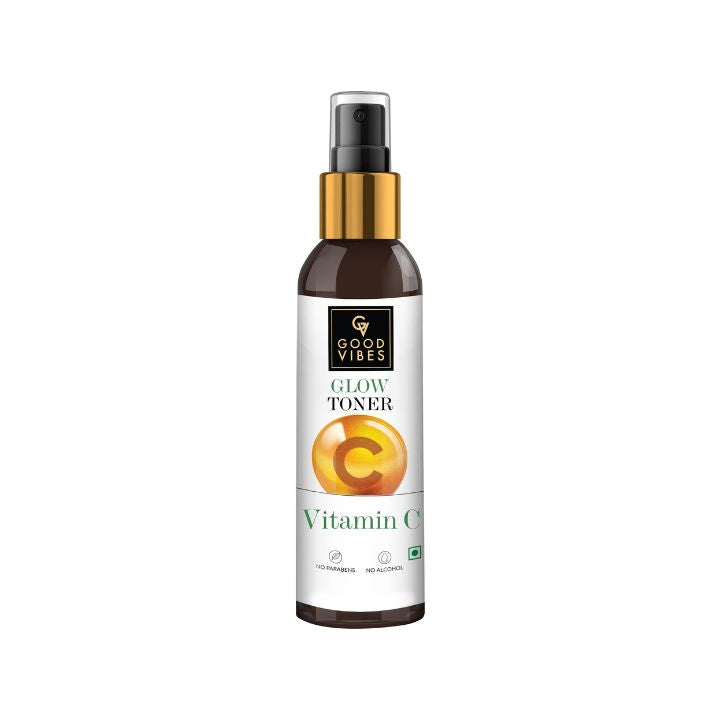 Good Vibes Vitamin C Glow Toner - Goodness of Orange & Kakadu Plum - Lightweight Dewy Texture - Prevents Uneven Skin Tone, Fades Dark Spots - For All Skin Types - Parabens & Sulphates Free - 120 ml