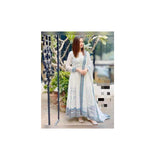 AESTHETIC PARADIGM Rayon Printed White Anarkali with Dupatta Kurti for Women