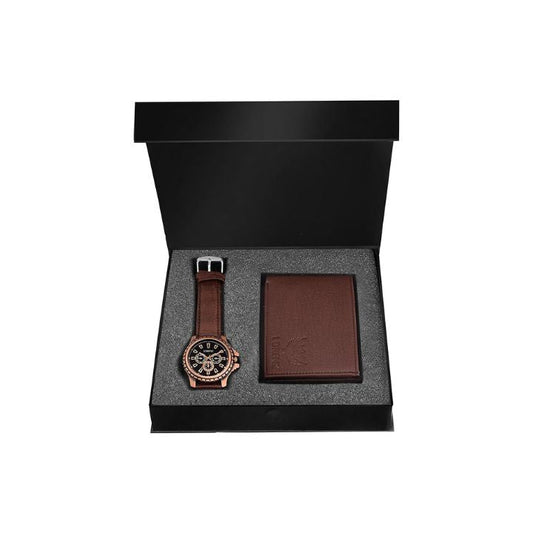 LORENZ Brown Watch and Wallet Combo for Men