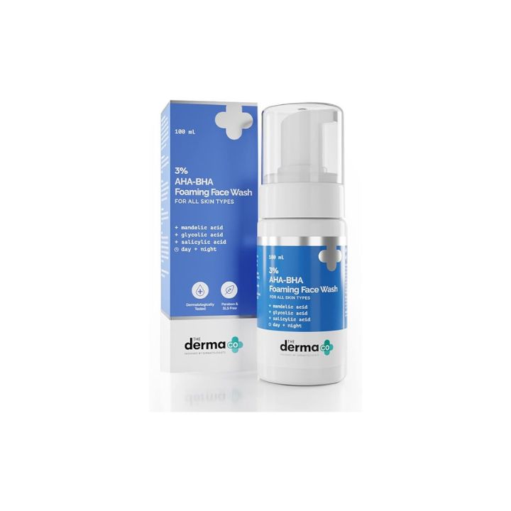 The Derma Co 3% AHA-BHA Anti Acne Face Wash, Foaming Cleanser 100 ml