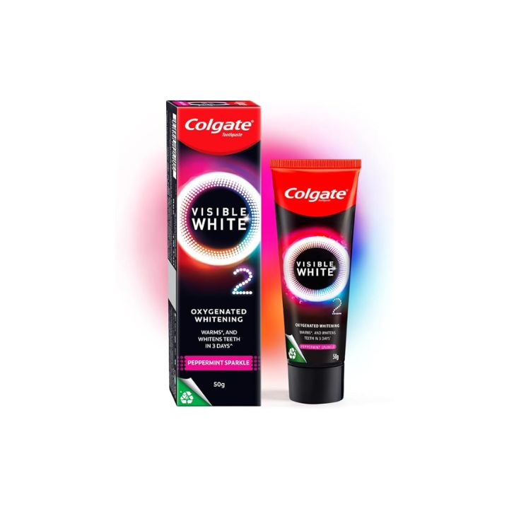 Colgate Visible White O2, Teeth Whitening Toothpaste, Aromatic Mint, 25g, Active Oxygen Technology, Enamel Safe Teeth Whitening Product