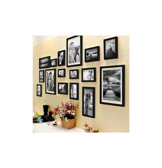 Art Street Shooting Star Set of 16 Individual Photo Frame- Multiple Size (3 Units of 8x10, 4 Units of 6x8, 4 Units of 5x7, 3 Units of 4x6, 2 Units of 6x10, Black)