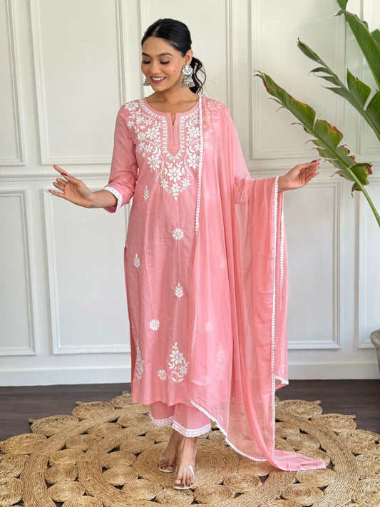 PREMIUM COTTON WITH EMBROIDERY KURTA SET