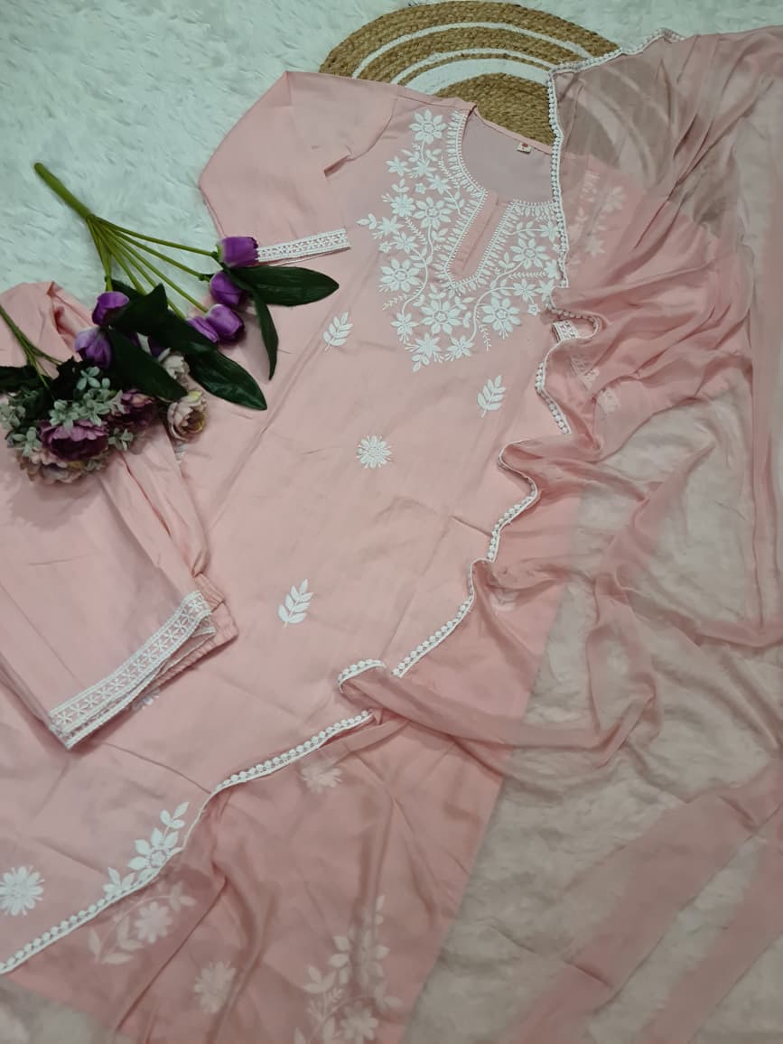 PREMIUM COTTON WITH EMBROIDERY KURTA SET