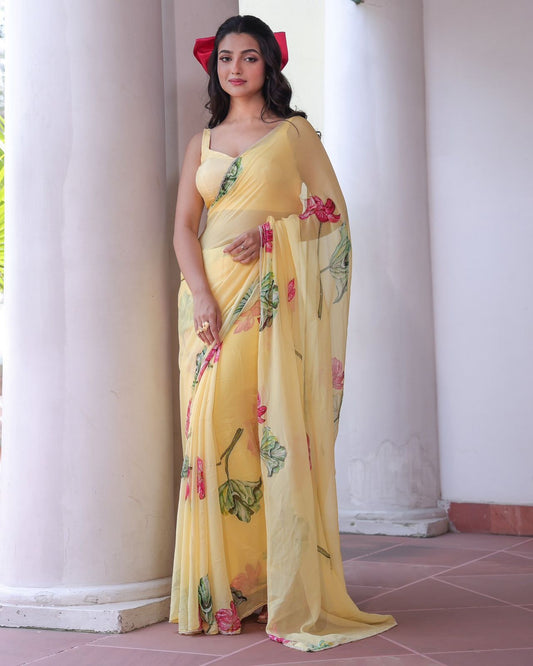 Floral handwork saree