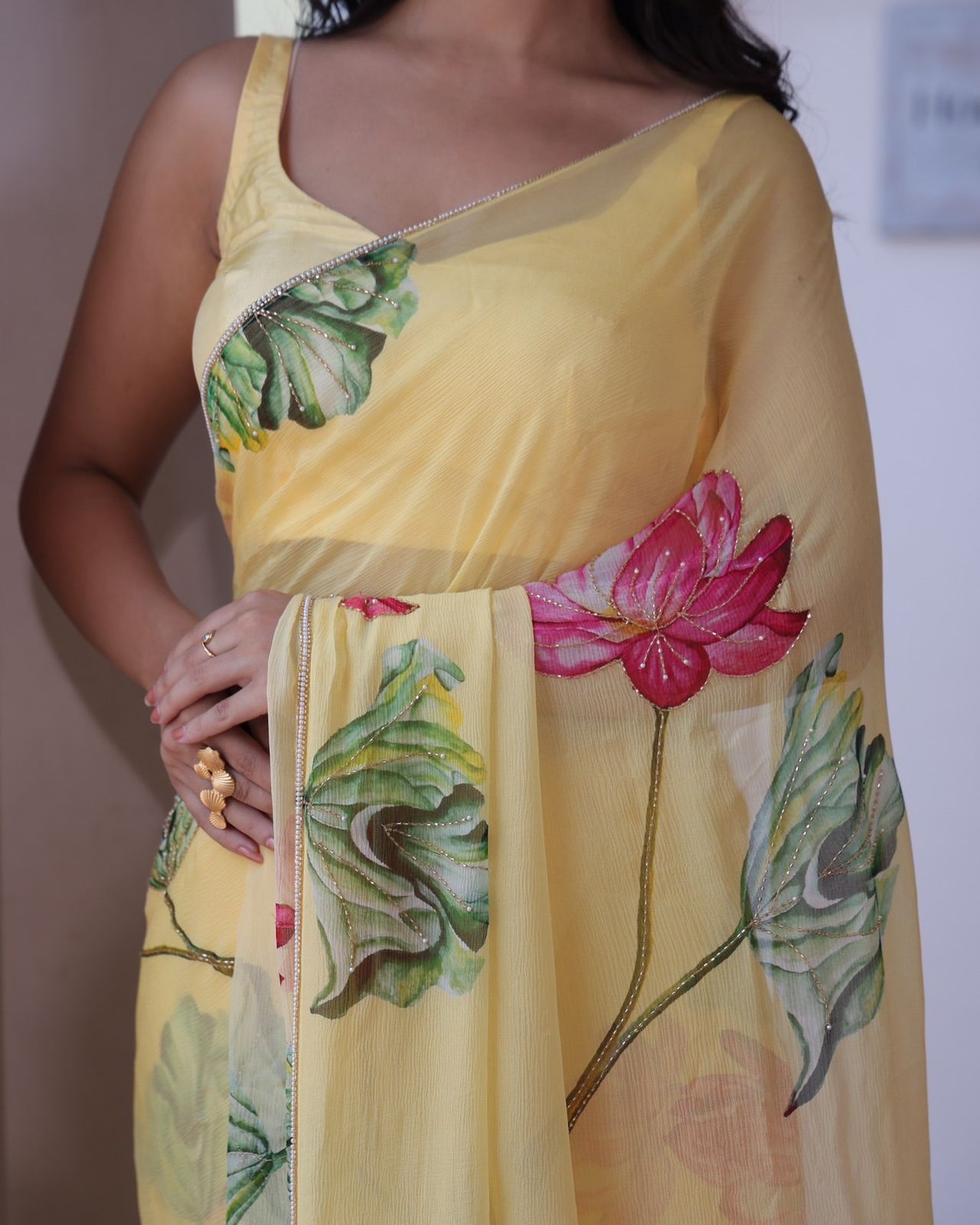 Floral handwork saree