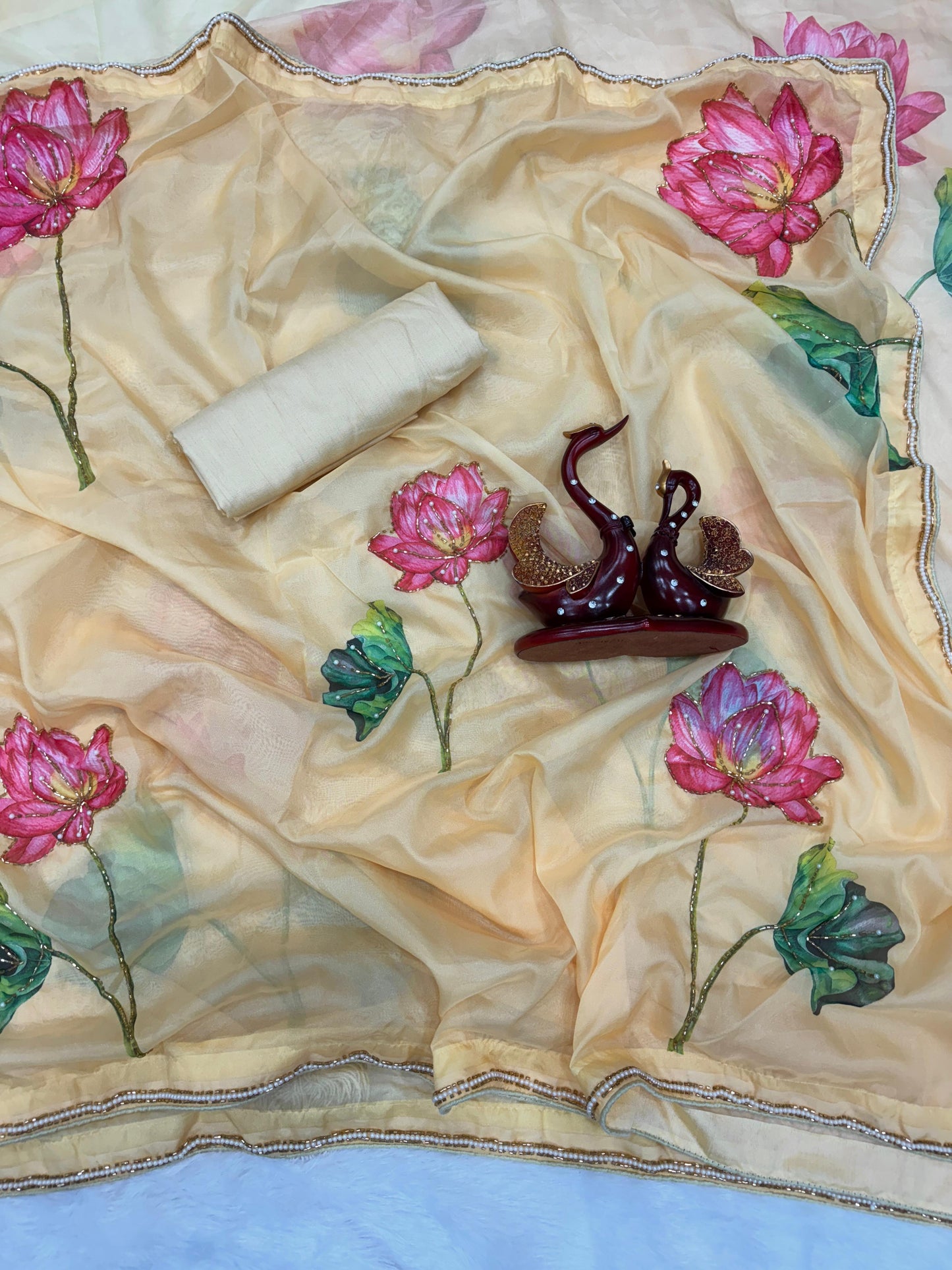 Floral handwork saree