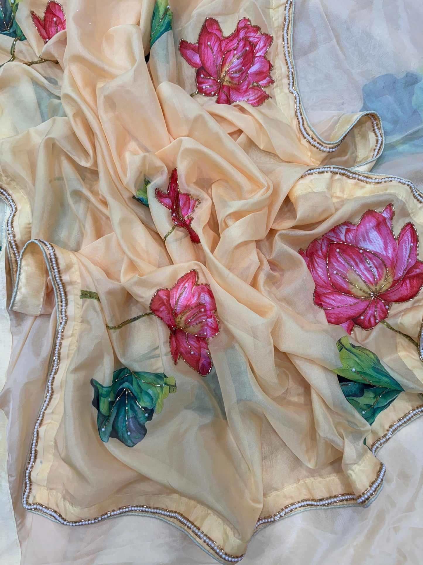 Floral handwork saree