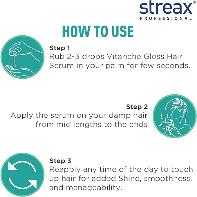 Streax Professional Vitariche Gloss Hair Serum for Women & Men – 100ml | Enriched with Macadamia Oil and Vitamin E