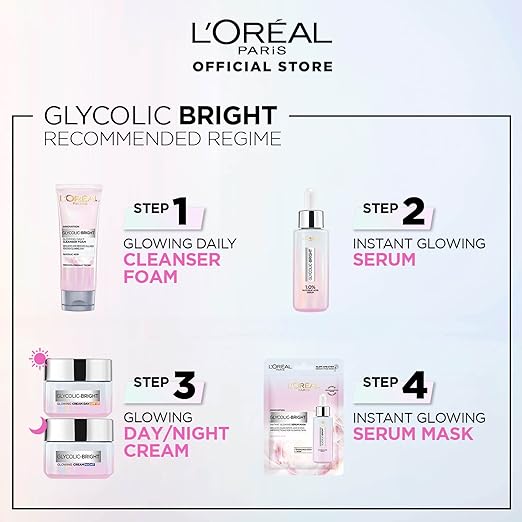 L'Oreal Paris Glycolic Bright & Anti Dark Spot Face Serum, Instant Glow 30ml