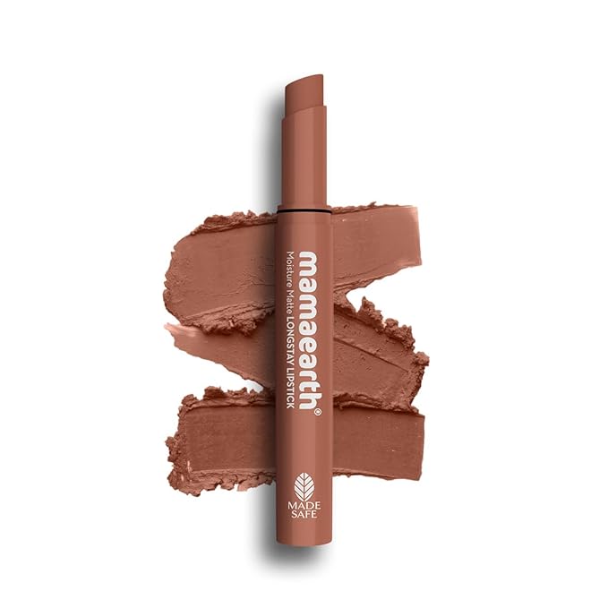 MAMAEARTH Moisture Matte Longstay Lipstick with Avocado Oil & Vitamin E - 04 Cinnamon Nude - 2g